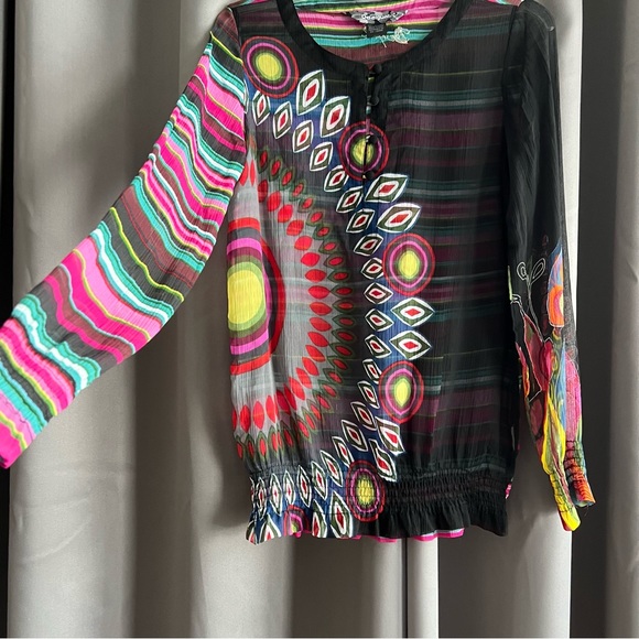 Desigual Sheer Black with Multi Pattern, Multi Colored Abstract Designs - Picture 2 of 7